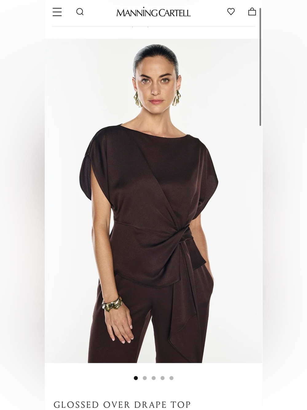 Manning Cartell Glossed Over Drape Top -
Chocolate. AU 6 - US 2. BNWT